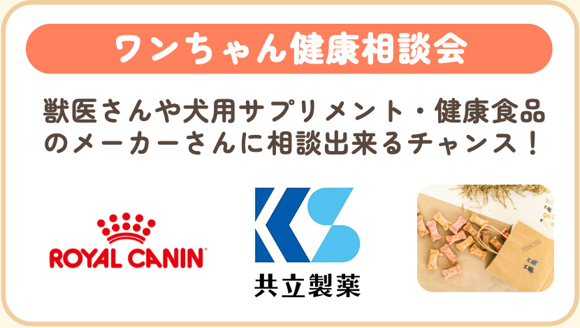 ワンちゃん健康相談会,獣医さんや犬用サプリメント・健康食品のメーカーさんに相談できるチャンス